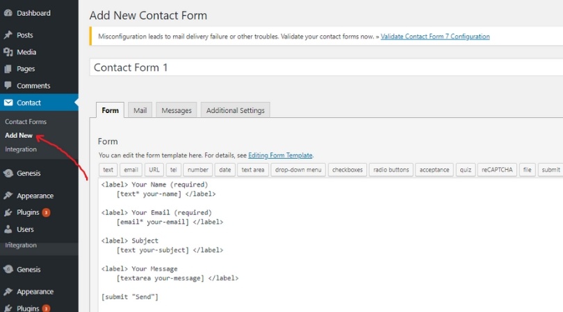 Add New Contact Form