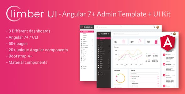 Climber UI Angular 7 admin template Angular 7 admin templates