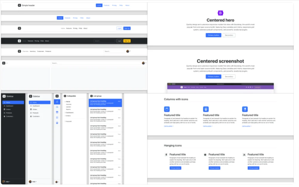 New and refreshed examples - Update of Bootstrap 5 Versions