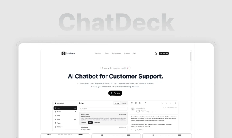 Top React Landing Page Templates to Elevate Web Presence 5 ChatDeck - Shadcn UI SaaS Landing Page Template