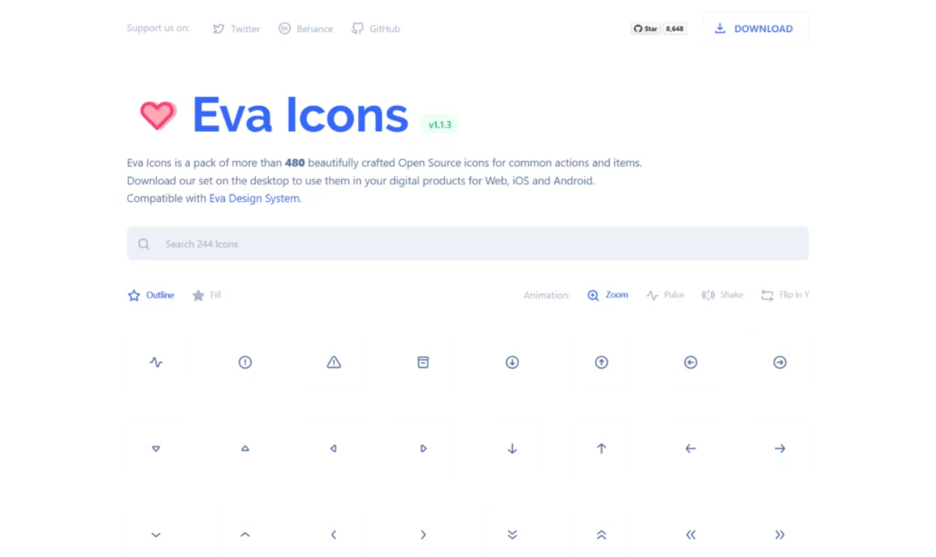 Eva icon library