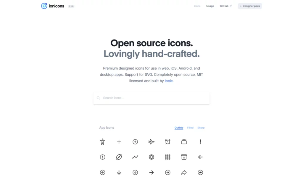 Ionicons icon library