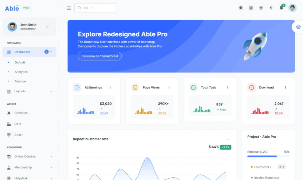 Able Pro Laravel admin dashboard template