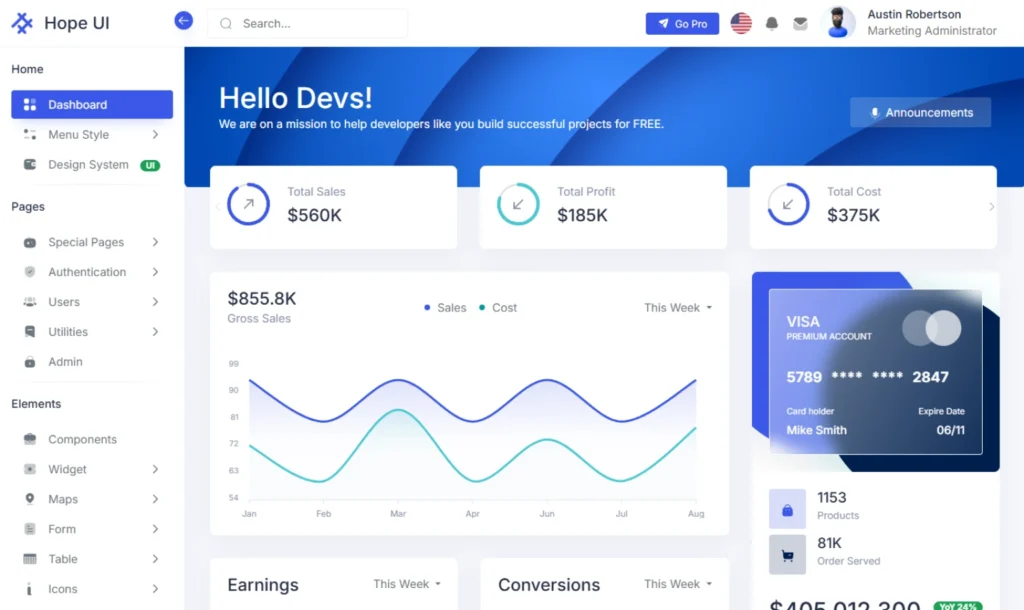 Hope UI Laravel admin dashboard template