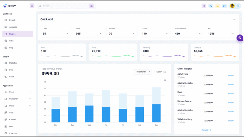 What are the best dark mode admin dashboard templates for 2026? 3 berry Invoice Dark Mode Dashboard