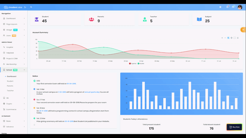 What are the best dark mode admin dashboard templates for 2026? 37 gradient able School Dark Mode Dashboard