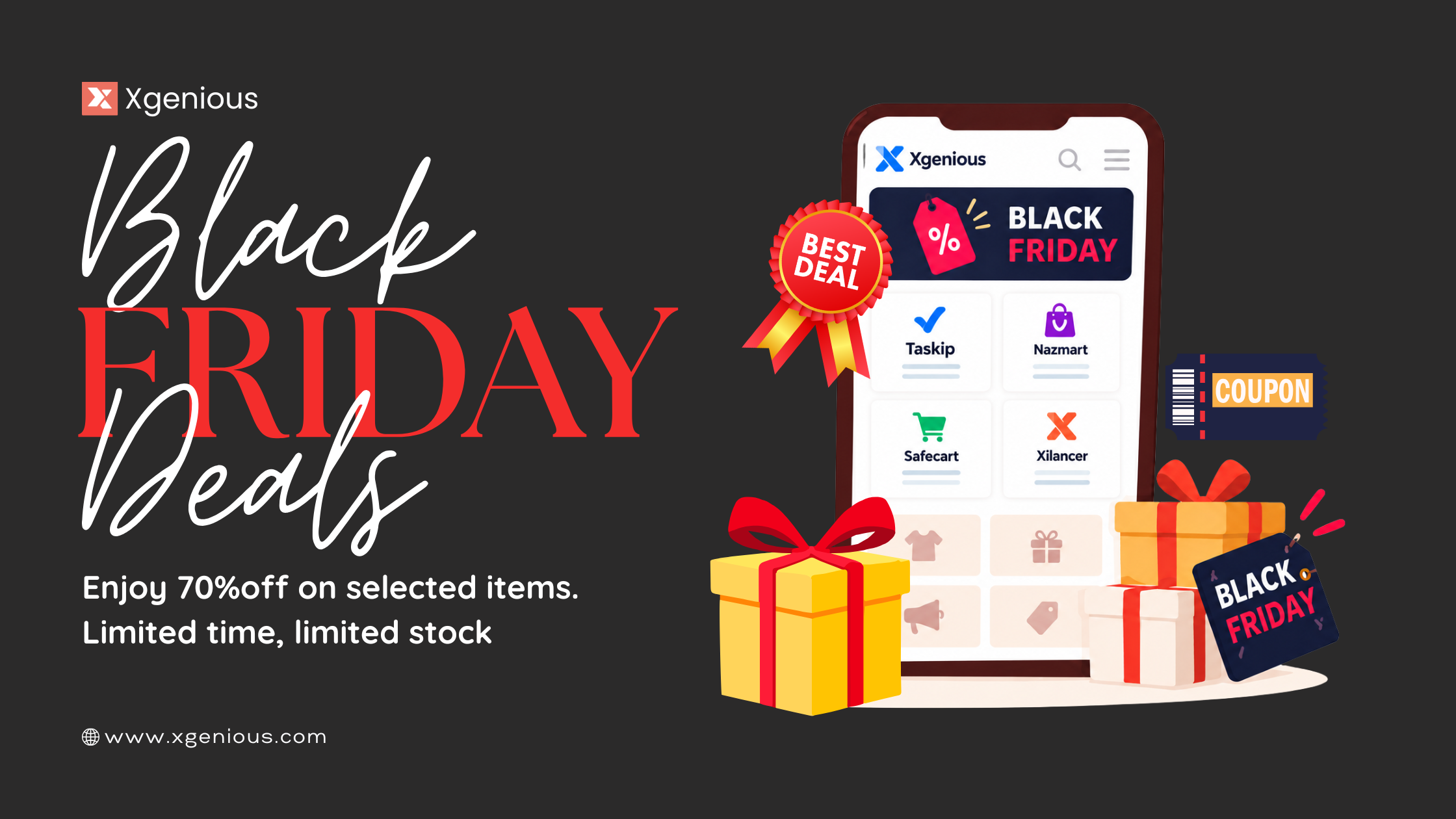 Black Friday & Cyber Monday 2026 Deals on Design, Development, SaaS & AI Tools 4 xgenious Black Friday SaaS deals Aysha Parvin Black Friday & Cyber Monday 2026 Deals